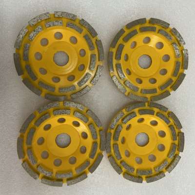 Hot sale segmented double row diamond cup wheel on pneumatic power tool for stone