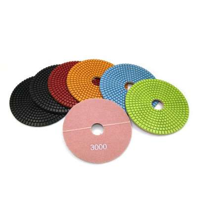 China Hot Sale 7pcs 4" 100mm Resin Bond Wet and Dry Grinding Diamond  Polishing Pad